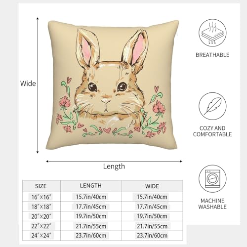 Housse de coussin lapin de Pâques décoration imitation lin lot de 2 - 4