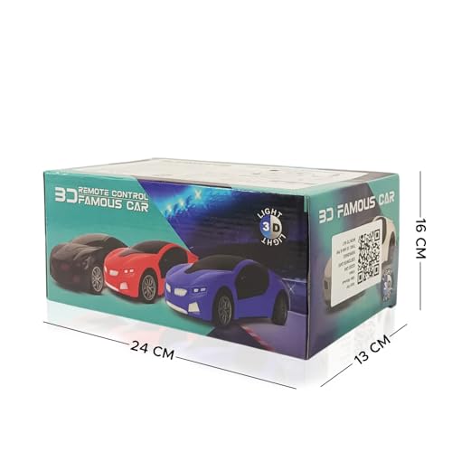Image of 3D LED High Speed Rechargeable Remote Control Car for Kids, RC Racing Vehicle with Bright Lights, 2 AA Battery Controller (Black)