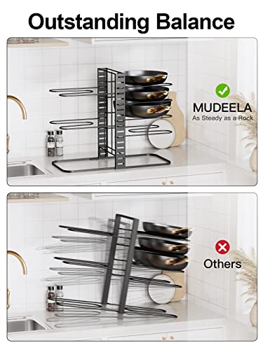 image for MUDEELA Pots and Pans Organizer : Rack for Cabinet, 8-Tier Kitchen Cab
