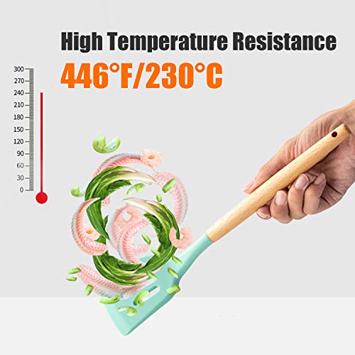 KKmoon Conjunto de utensílios de cozinha 12 unidades Conjunto de utensílios de cozinha de silicone C