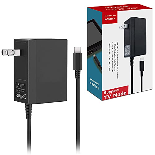 AC Adapter for Nintendo Switch DC15V/2.6A Switch Power Adapter with 5FT Cord Switch Fast Travel Charger with Type C Nintendo Switch Wall Charger for Nintendo Switch Support TV Mode and Dock Station