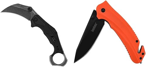 Kershaw Outlier Tactical Karambit Cuchillo Barricade Naranja Multifunción Rescue Pocket Knife