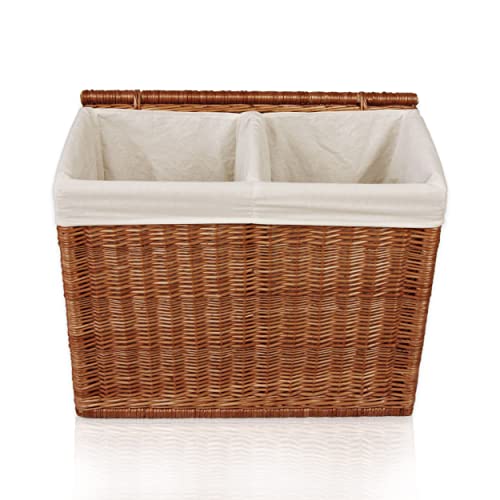 Cesto In Vimini MyBer Con Inserto In Tessuto – 50x35x23 Cm, Fatto A Mano In UE, Naturale E Sostenibile