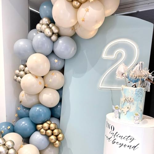 Dusty Blue Balloons 50pcs 12inch with Sand White Pastel Blue and White Balloons for Wedding Gender Reveal Baby Bridal Shower Birthday Party Decorations by Qmraercu - Used condition - Image 5