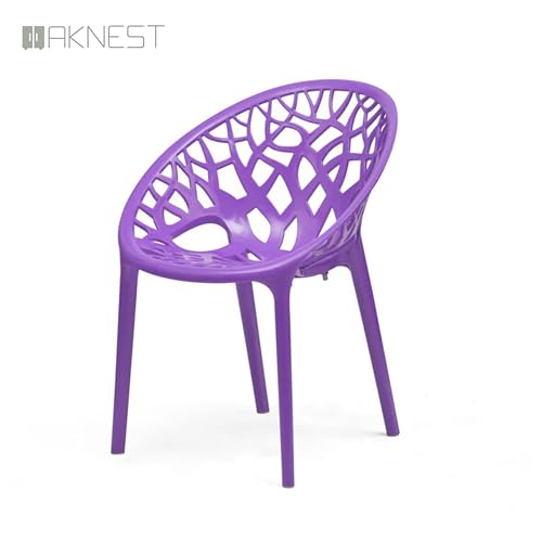 Image of Oaknest Neelkamal Crystal Plastic Chair - Stylish Tree-Design Backrest, Lightweight & Durable for Home, Garden & Patio (Colour: Voilet), Set of 2 Piece