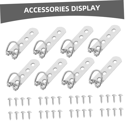 Image of 8pcs D-Ring Picture Hangers Screws Heavy Duty Metal Frame Hardware for Hanging Pictures and Mirrors