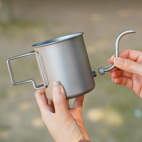 Hervidor de titanio de 420 ml con infusor de té exterior, recipiente de agua de alta resistencia 8