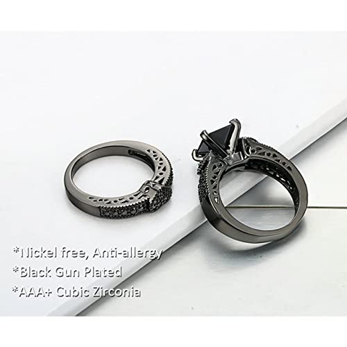 Bague gothique noir zircones acier de qualité supérieure