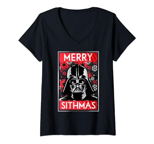 T-shirt Star Wars Noël Vador col V pour femme fan de la saga geek