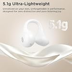 BUGANI Open Ear Earbuds Clip On Wireless Earbuds | Bluetooth 6.0 Headphones 5.1g Ultra-Light for Running Sports IPX5 Waterproof 24H Playtime ENC Clear Calls White