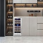 Yeego Wine Fridge Cooler - 15 Inch Dual Zone Wine Fridge Hold 28 Bottles, 40-65°F Wine Refrigerator Glass Door, Built in, Freestanding Under Counter Fridge Lockable for Beer Soda Drink Home Bar Office - Image 3