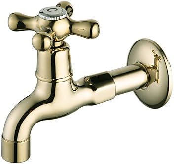 YanCui@ Ti-PVD Finish Wall-Mount Antique Style Brass Bathroom Sink Faucets (Washing Machine Faucets)