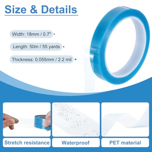 Image of PATIKIL 18mm x 50m Refrigerator Tape PET Fridge Non-Residual Adhesive Tape for Fixing Drawer Refrigerator Air Conditioner Printer Sky Blue