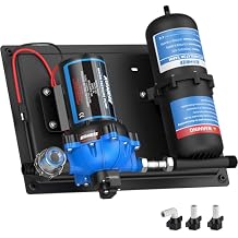 Kohree RV Water Pump 12V DC 7.5GPM 70PSI and 1L 125PSI Pre-Pressurized Accumulator Tank, Quiet RV Water Pump and Accumulator Tank System for RV Camping, Boat, Kitchen, Bathroom