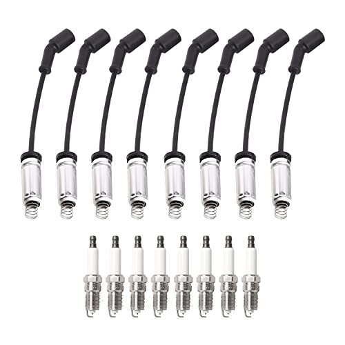 Ena Set Of 8 Platinum Spark Plug With 7Mm Wire Set Compatible With Chevrolet Gmc Buick Corvette Express Allure Canyon Escalade Silverado Suburban Tahoe Avalanche Yukon Replacement For 41-962 9748Hh #TOP9