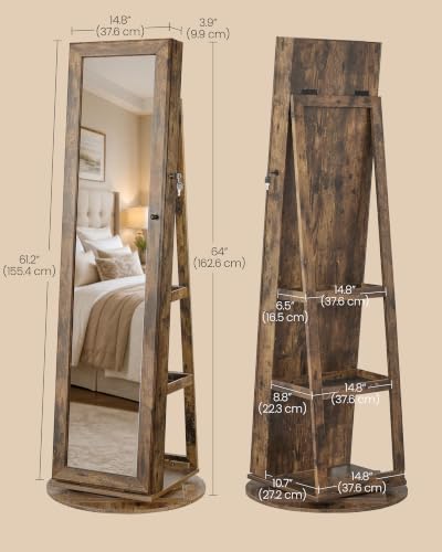 Image of SONGMICS HOME Standing Jewelry Cabinet, Full Length Mirror with Storage