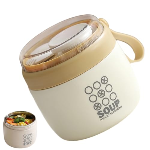 YNPQTDS Contenedor para Comida Caliente | 700ml Jarra Aislada de Acero Inoxidable,Contenedor Hermético para Sopa con Cuchara | para Guardería, Oficina, Picnic, Viaje, Exterior, Bebida y Niño Pequeño