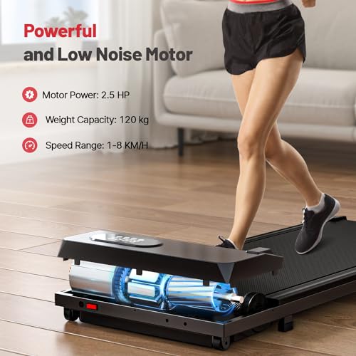 HomeFitnessCode Tapis de Course 3 en 1 Pliable - Tapis de Marche - Walking Pad Électrique, Pente 5%, 8 km/h, Moteur 2.5 HP, Surface Large 40 cm, Télécommande,Écran LCD,Capacité 130 kg – Image 3
