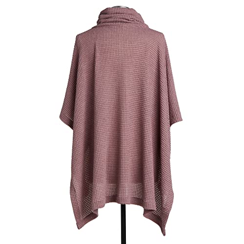 DEMDACO Women's Dusty Rose Sky Blue One Size Polyester Waffle Knit Fashion Poncho Shawl3