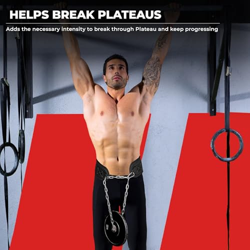 Dip Belt with Chain – Weighted Pull Up Belt, Dip Weight Belt, Weightlifting Belt for Pullups, Squats, and Dips, Belt Squat Attachment Ideal Weight Belt for Pullups, Weightlifting, and Gym Workouts (Black) - Image 6