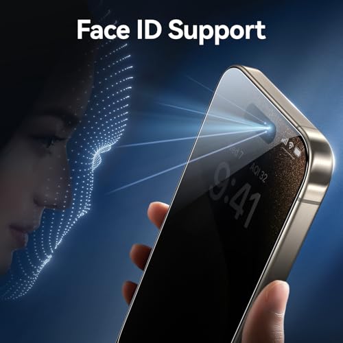 Image of SMARTDEVIL 2 Pack Privacy Screen Protector for iPhone 15 Pro Max, 28 Anti-Spy 9H Tempered Glass, Impact & Scratch Resistant, Auto Dust & Bubble-Free Install Frame, Easy to Install, Case-Friendly