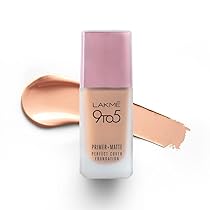 Lakmé 9 To 5 Primer + Matte Perfect Cover Liquid Foundation, C100 Cool Ivory, 25ml, Matte Finish