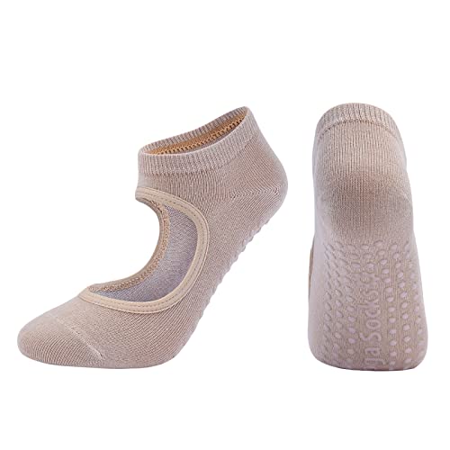 Yoga Socks With Grips, Women Open Toe Socks Non-Slip For Gym Pilates Dance Ballet Barre Fitness (Set Of 6) #TOP3