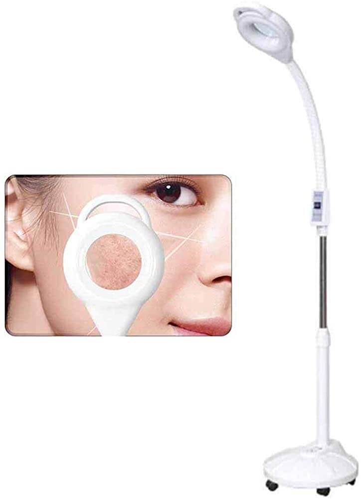 Aioneer Magnifying Floor Lamp Led Beauty Salon Cold Light Beauty Lamp Shadowless Floor Magnifying Glass 34W One-Button Switch With Pulley Multi-Function Magnifying Floor Lamp