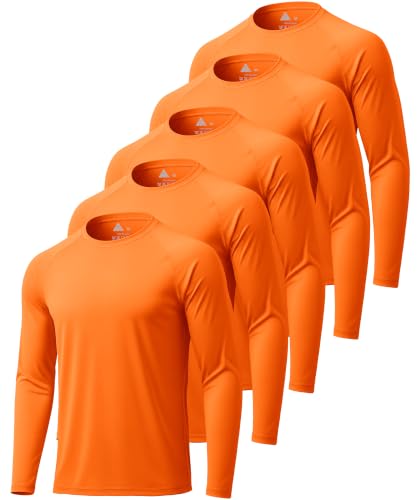 Image of ZITY 5 Pack Long Sleeve Shirts for Men UPF 50+ Sun Protection Fast Dry Lightweight Fishing Swim Rash Guard Workout Shirt