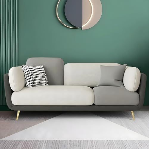 PREMIUM CART Velvet Contemperory Sofa Couch with Cushion Chaise Lounge Sectional Perfect for Living Room & Bedroom Guests Home & Office (3 Seater Dark Grey & Cream)