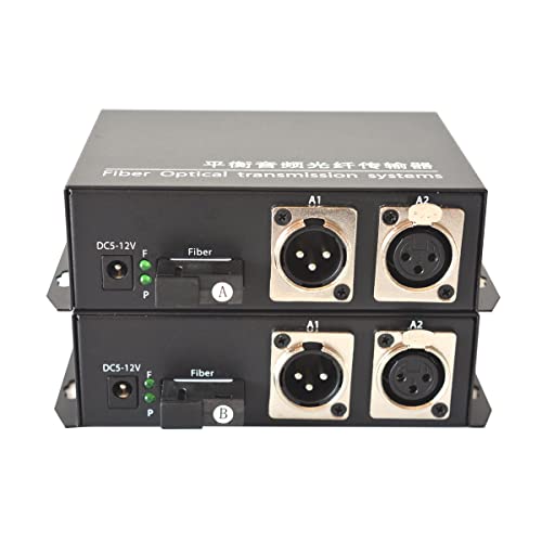 Wekuant 1x BIDI 3Pin XLR Balanced Audio Over Fiber Optic Extenders | SC Fiber Media converters, Single Mode 20Km(12.4mi) and Multimode 500m (0.31Mi) | Broadcast Quality | 1 TX and 1 RX Kit