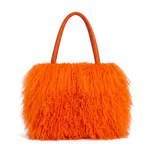 Image of Women Luxury Real Curly Mongolian Lamb Fur Purse