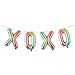 16 Inch XOXO Letter Foil Balloons Banner Wedding Engagement Valentines Day Marriage Bridal Shower Birthday Party Decor Balloon Multicolor (XOXO Rainbow)