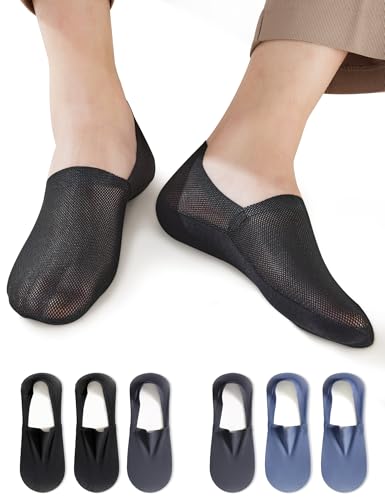 LDU Ultra Thin No Show Socks Men - 6Pairs Breathable Mesh Ankle Socks, Anti-Slip & Invisible for Running & Office