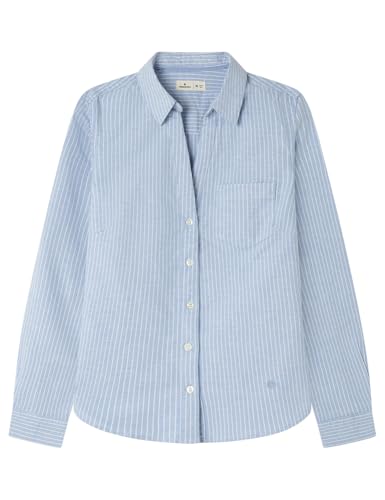 Springfield Oxford Shirt IN Cotton and Spandex with Semi Opened Collar Camisa, Azul, 38 para Mujer