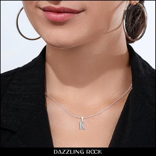 Dazzlingrock Collection 0.10 Cttw Round White Diamond A to Z Initial Pendant Necklace with 18 inch Silver Chain in Solid Gold & 925 Sterling Silver2