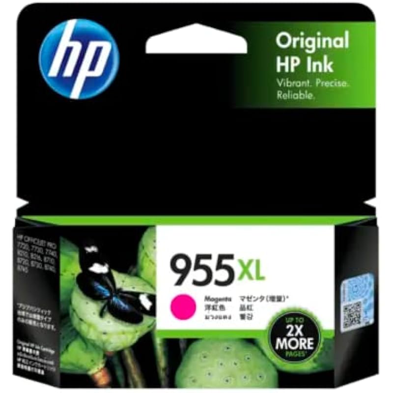 HP 955XL 정품 마젠타 잉크 카트리지 정품, 안료 잉크, 마젠타, OfficeJet Pro 8210 프린터, 8216/8218 7740..., 잉크젯 인쇄
