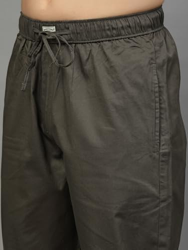 Image of Majestic Man Comfort Fit Solid Cotton Casual Lounge Pyjama with Elastic Waist, Drawstring & Zip Closure