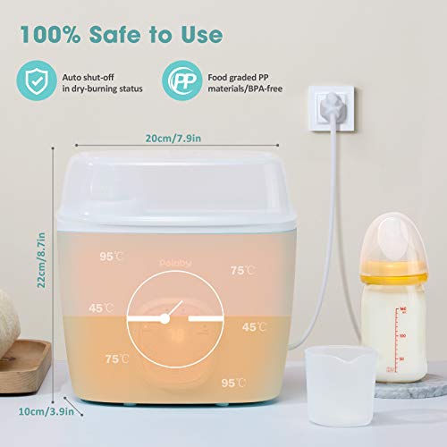 Baby Bottle Warmer Bottle Sterill-zer, Pelaby 6-in-1 BPA-Free Baby Food Heater with Timer, LCD Display, Temperature Control, Defrost Food, Fast Bottle Warmer for Baby Milk and Infant Formula