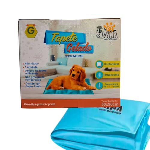 Tapete Azul Gelado G 50x 90 cm Verão p Cachorro Médio E Grande Porte