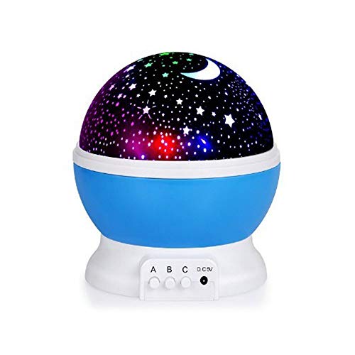 Luminaria Abajur Rotativa Festa Criança Neon Quarto Projetor Luz Ceu Estrelas Azul