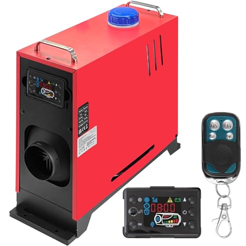 12V 8KW Diesel Air Heater, All In One Diesel Night Heater with Remote Control And LCD Monitor for Car, Truck, Garage,Boat, RV,Trailer (Red)