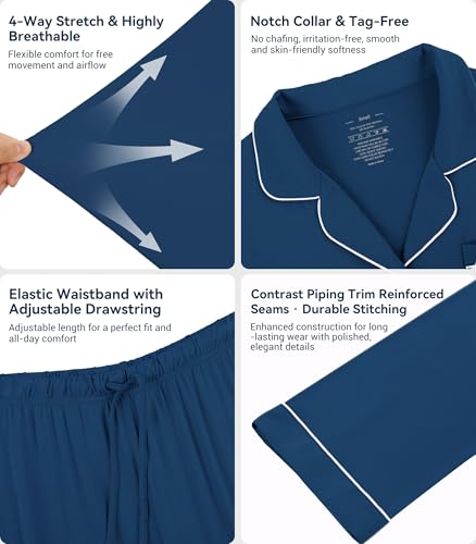 Image of WiWi Viscose from Bamboo Women's Pajamas Set Super Soft Button Down Top and Pants Sleepwear Cooling Pjs S-3X
