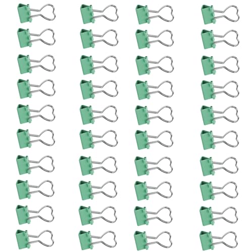 40 PCSフォールドバッククリップハート形状バインダークリップペーパークランプ固定ドキュメントクリップペーパーフォールドバックハート形状バインダーファイル