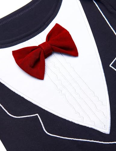 A&J DESIGN Baby Boys' Tuxedo Bodysuit With Bowtie Gentleman One-Piece 3-24 Months4