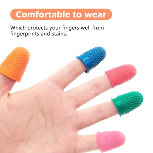 image for BlingKingdom 5pcs Rubber Finger Thimbles 5 Different Sizes Colors Fing