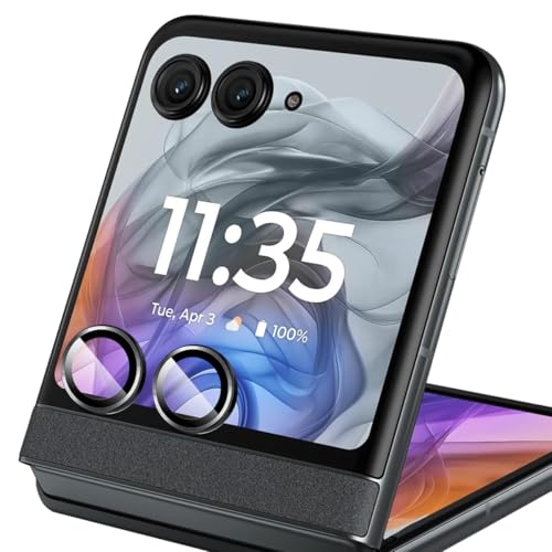 Cmiuubrer 1 Pack Camera Lens Frame for Motorola Razr 2024, 9H Glass Screen Protector Anti-Scratch, Tempered Glass Metal Individual Camera Cover Accessories,Black