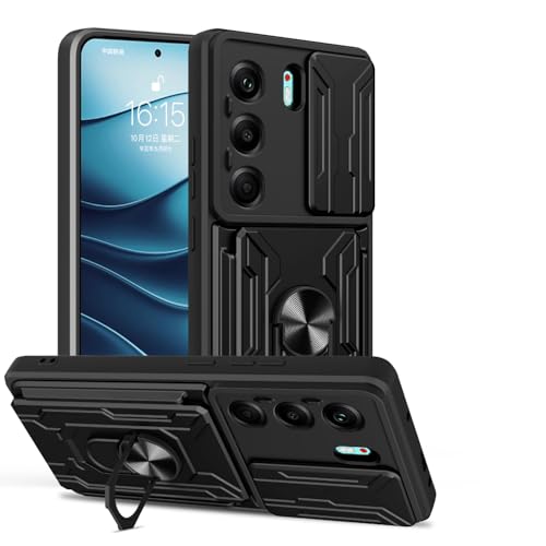 �X�}�z�P�[�X �Ή��@�� for Oppo Reno12 5G �J�[�h�X���b�g�X���C�h�� �v�b�V���� �J�����ی�@�\�t�� �ԍڗp �}�O�l�b�g�� �L�b�N�X�^���h �ϏՌ� 2-in-1 Black