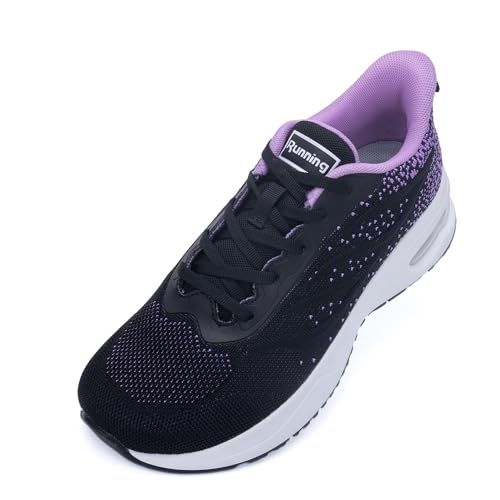 Image of MEHOTO Womens Wide Toe Box Walking Shoes Running Tennis Fashion Sneakers Casual Gym Sport Shoes for Swelling Bunion BlackPurple US 6