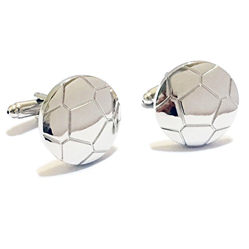 Mancuernillas en forma de balón de fútbol plateadas